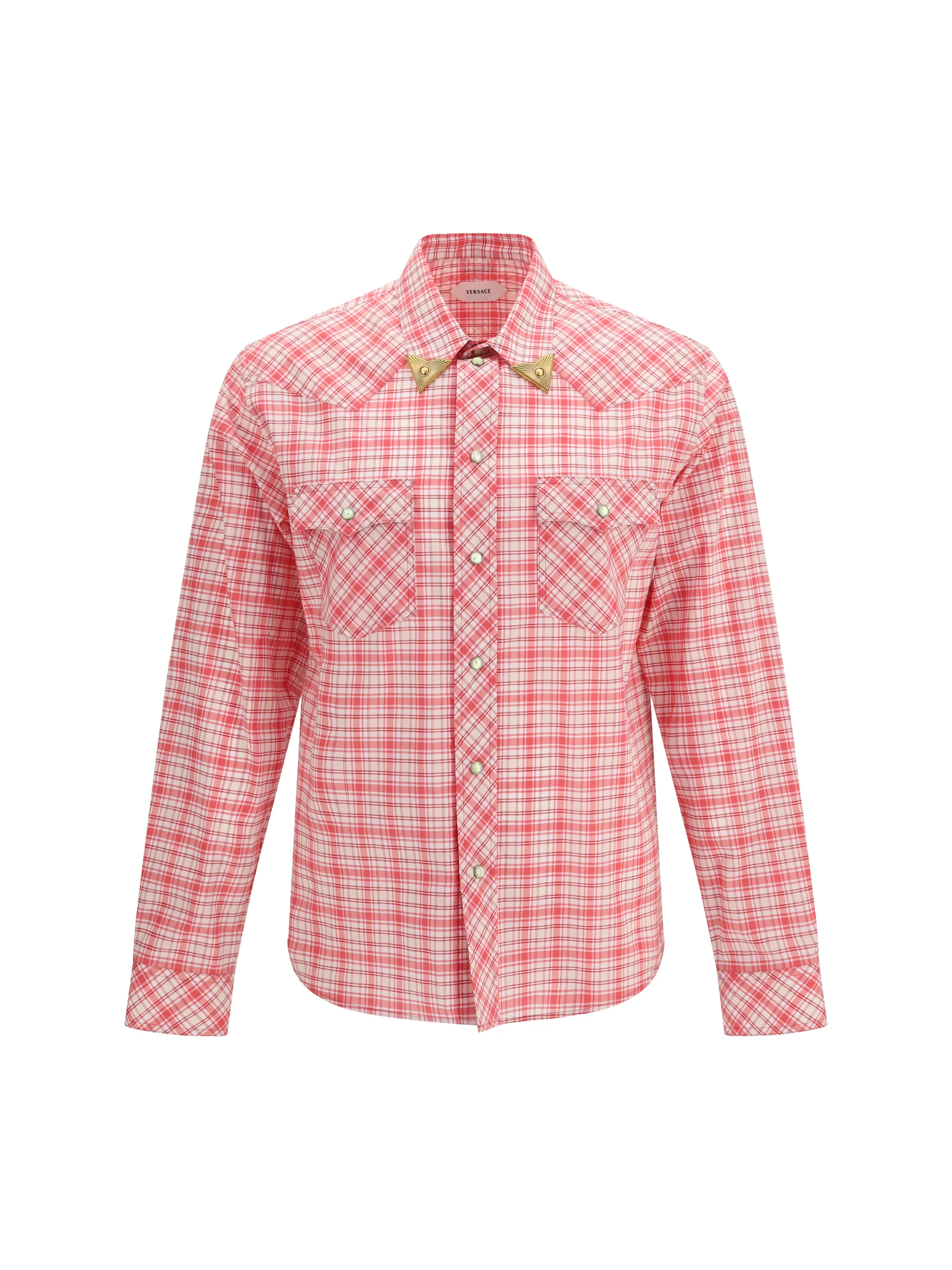 Elite Shirt Slim Checked Cotton Poplin Red White Cyclamen Advanced