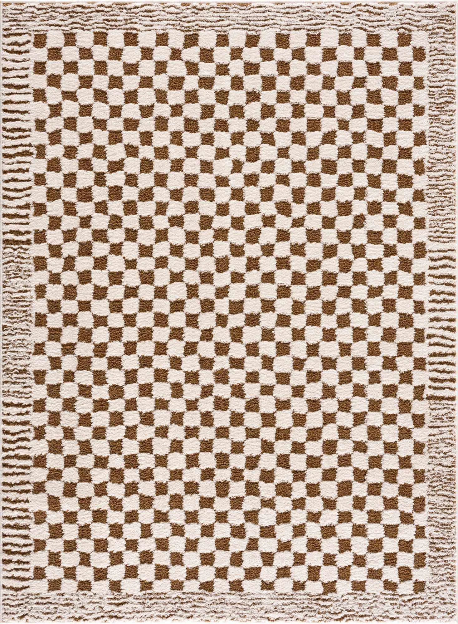 Selected Leryn Brown Checkered Plush Rug Green