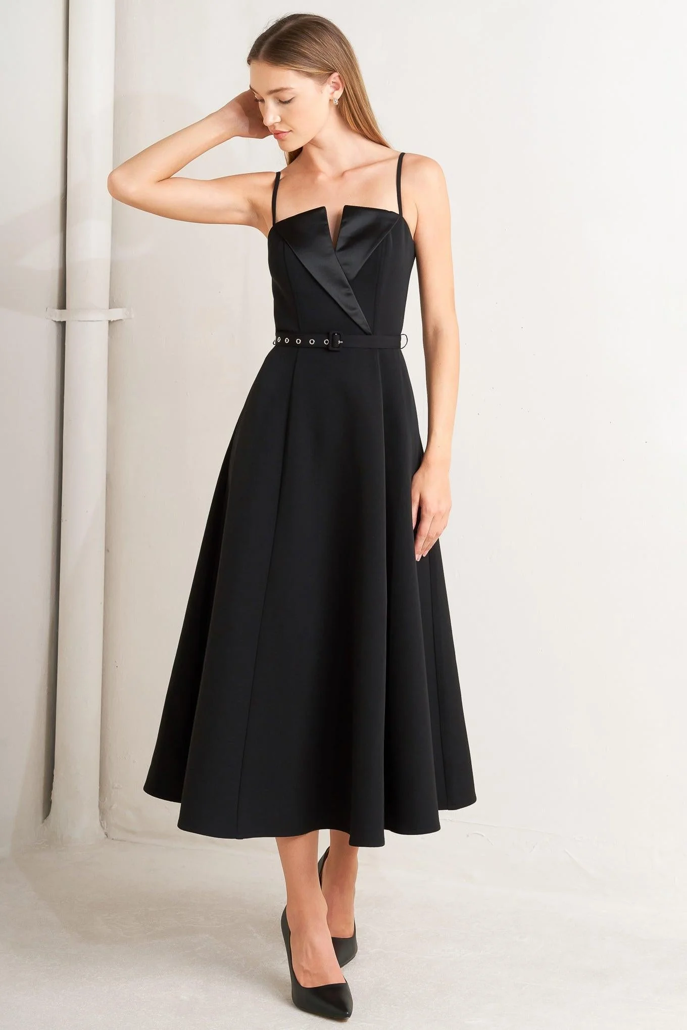 Casual Midnight Tux Woven Midi Dress Artisan