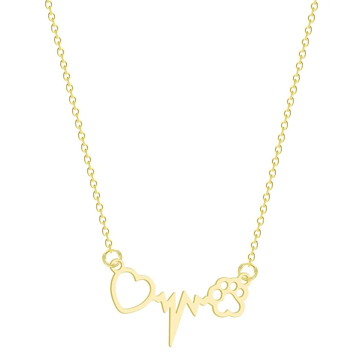 Verified Goldtone Heartbeat Paw Pendant Necklace Eco-Friendly