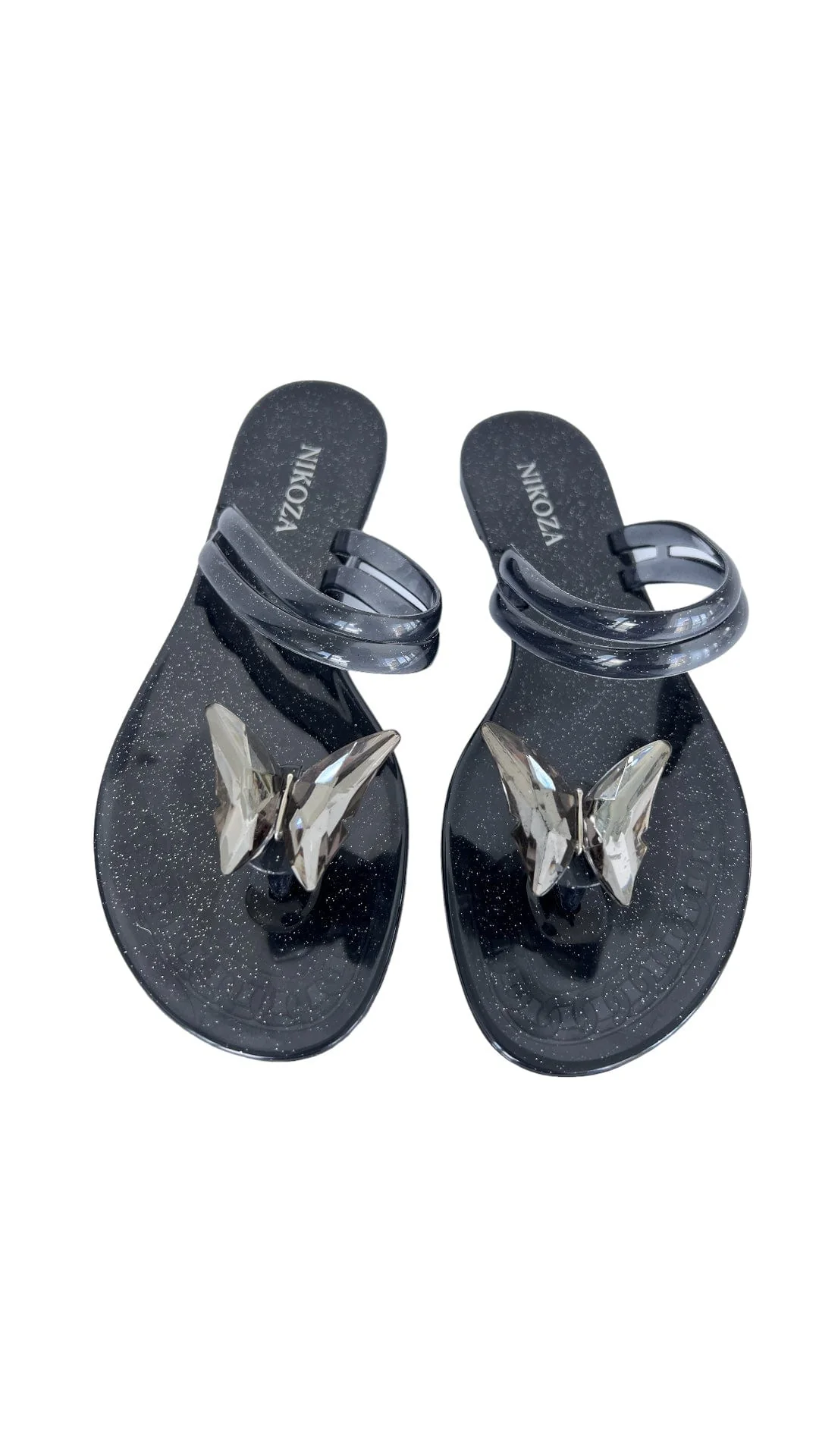 Organic NINA Black Gel Beach Sandals User-Friendly