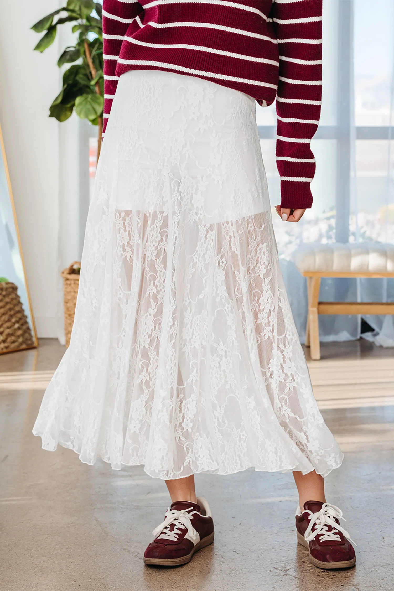 Artisan Maliyah Lace Flowy Maxi Skirt by Threaded Pear Certified