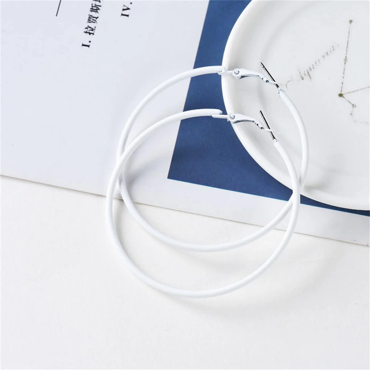 Verified White Enamel Silvertone Hoop Earrings User-Friendly