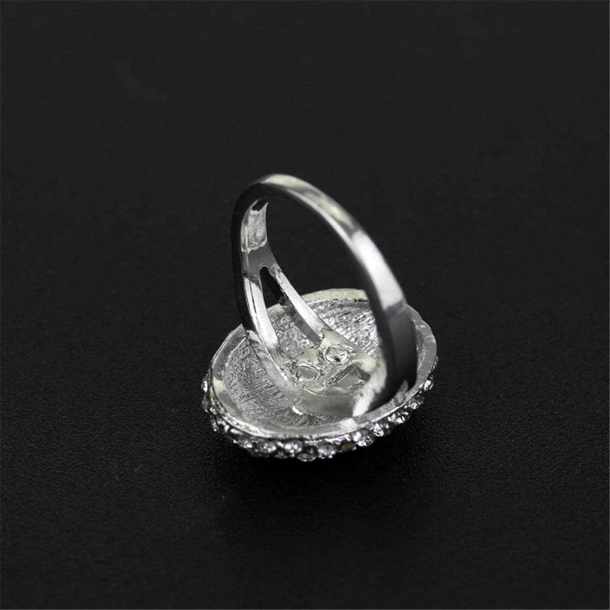 Verified Cubic Zirconia Silvertone Oval Sunflower Band Ring Professional