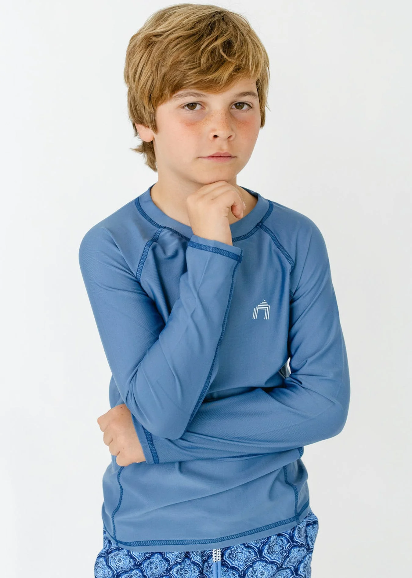 Clean Boys Light Blue Long Sleeve Rashguard Green