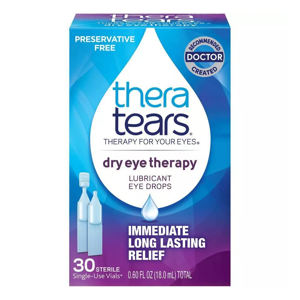Authentic TheraTears Dry Eye Therapy Lubricating Eye Drops 30 Single Use Vials 0.6 Oz Professional