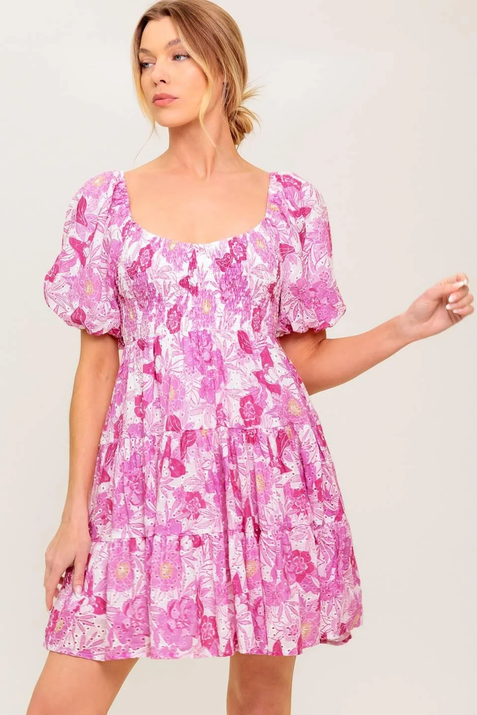 Trendy Meadow Rhythm Woven Eyelet Mini Dress Fast