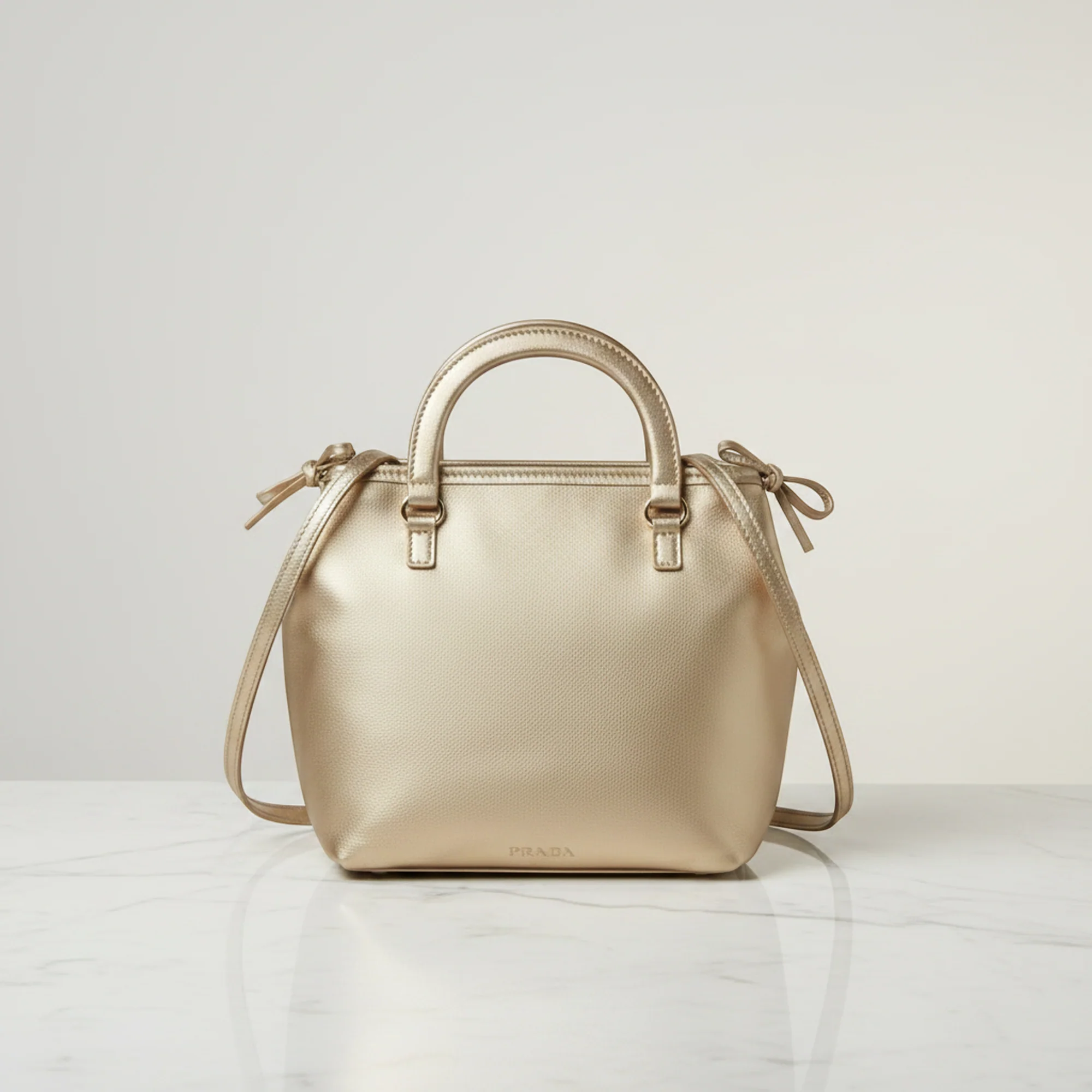 Quality Prada Bow Metal · Leather Handbag Top-Quality