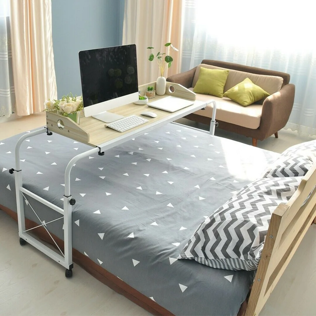 Easy-to-Use Large Spacious Adjustable Over Bed Table With Wheels Effective