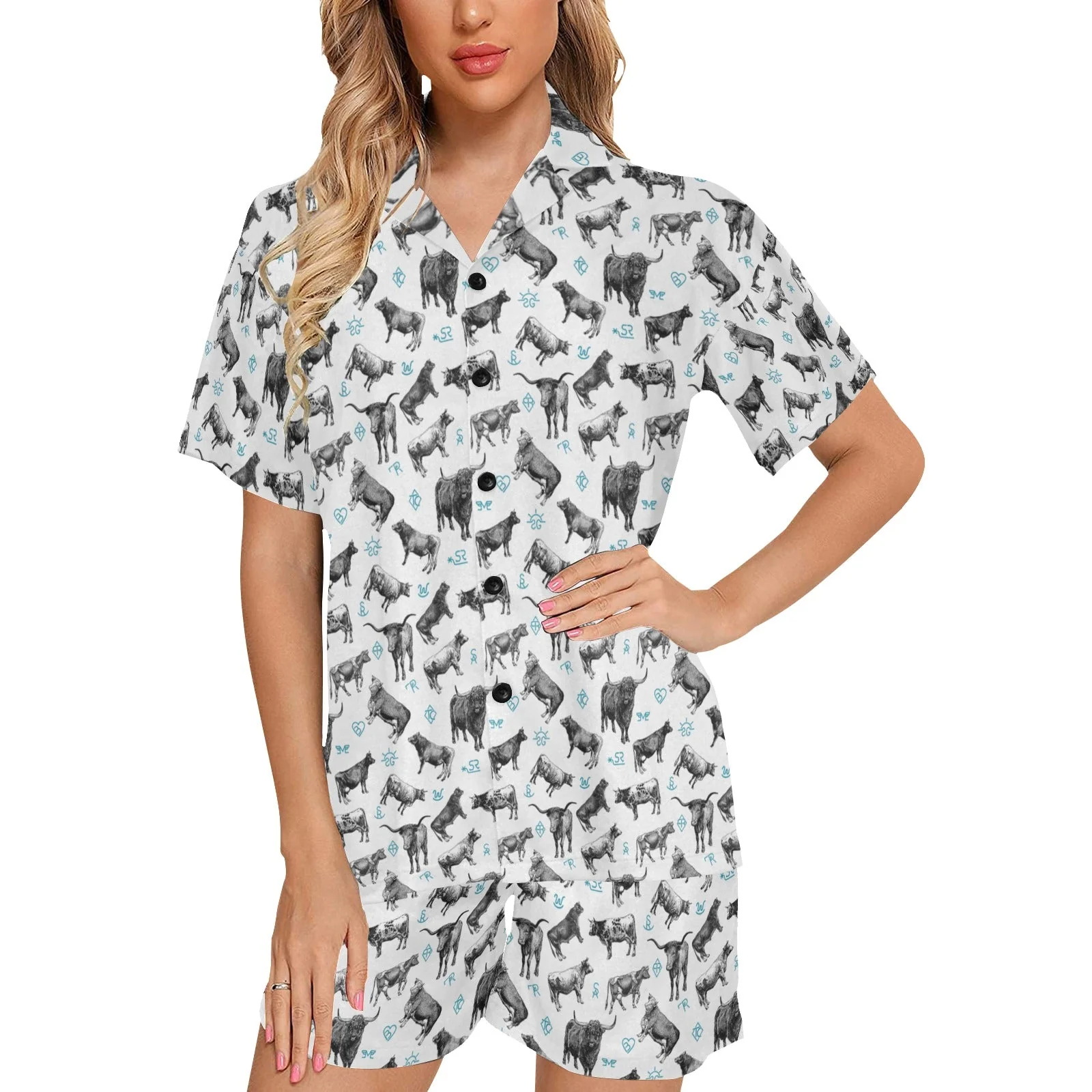 Smooth Cattle and Brands Women's Western Pajama Set Excellent