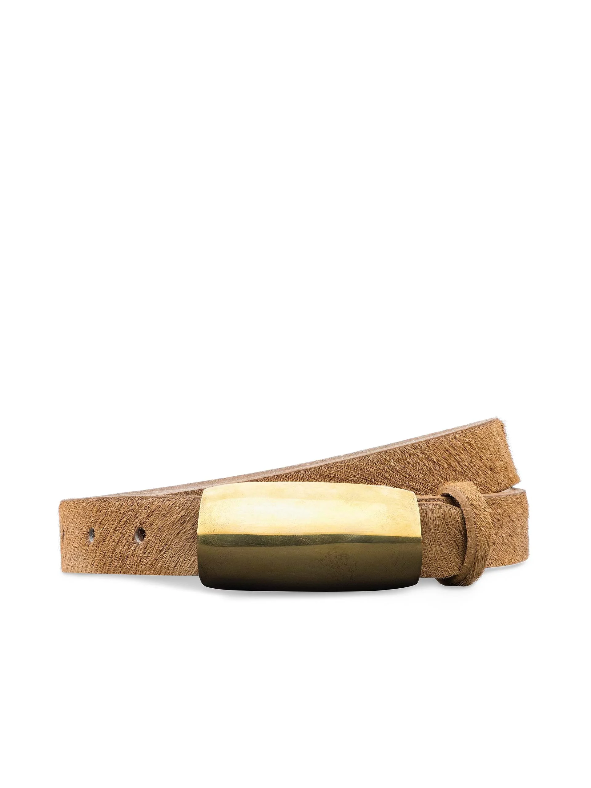 Proven L'AGENCE Marlowe Leather Belt in Tan Calf Hair Convenient