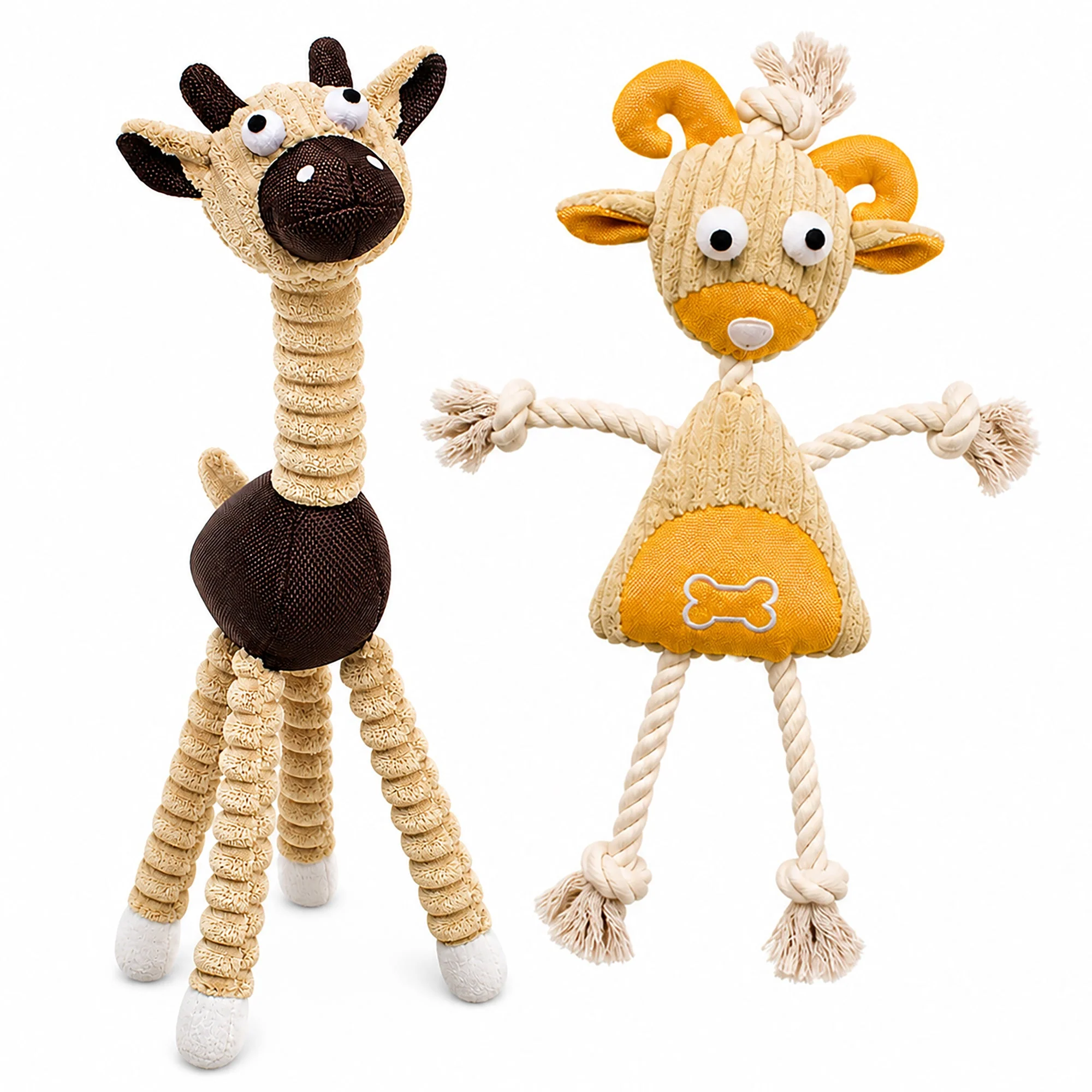 Innovative Pet Life ® 2-Piece Eco-Friendly Recyclable Jute Rope and Plush Dog Toy Set Long-Lasting