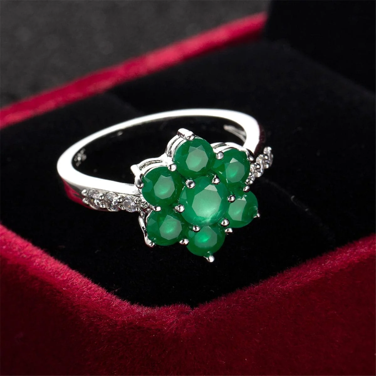 Artisan Rose Cubic Zirconia Crystal Floral Round Prong Ring Easy-to-Use