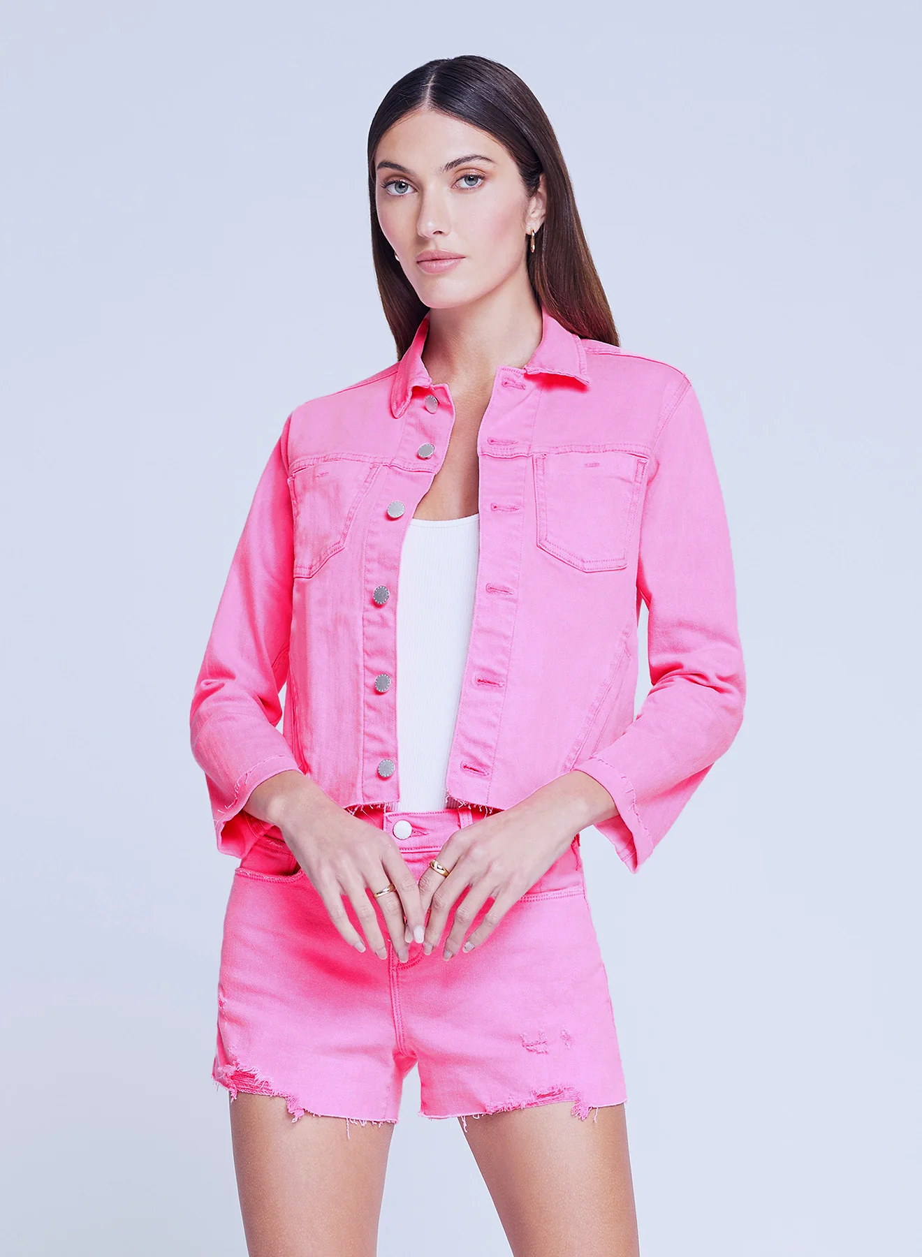 Quality L'agence Janelle Slim Raw Jacket in SUGAR PLUM SHER Durable