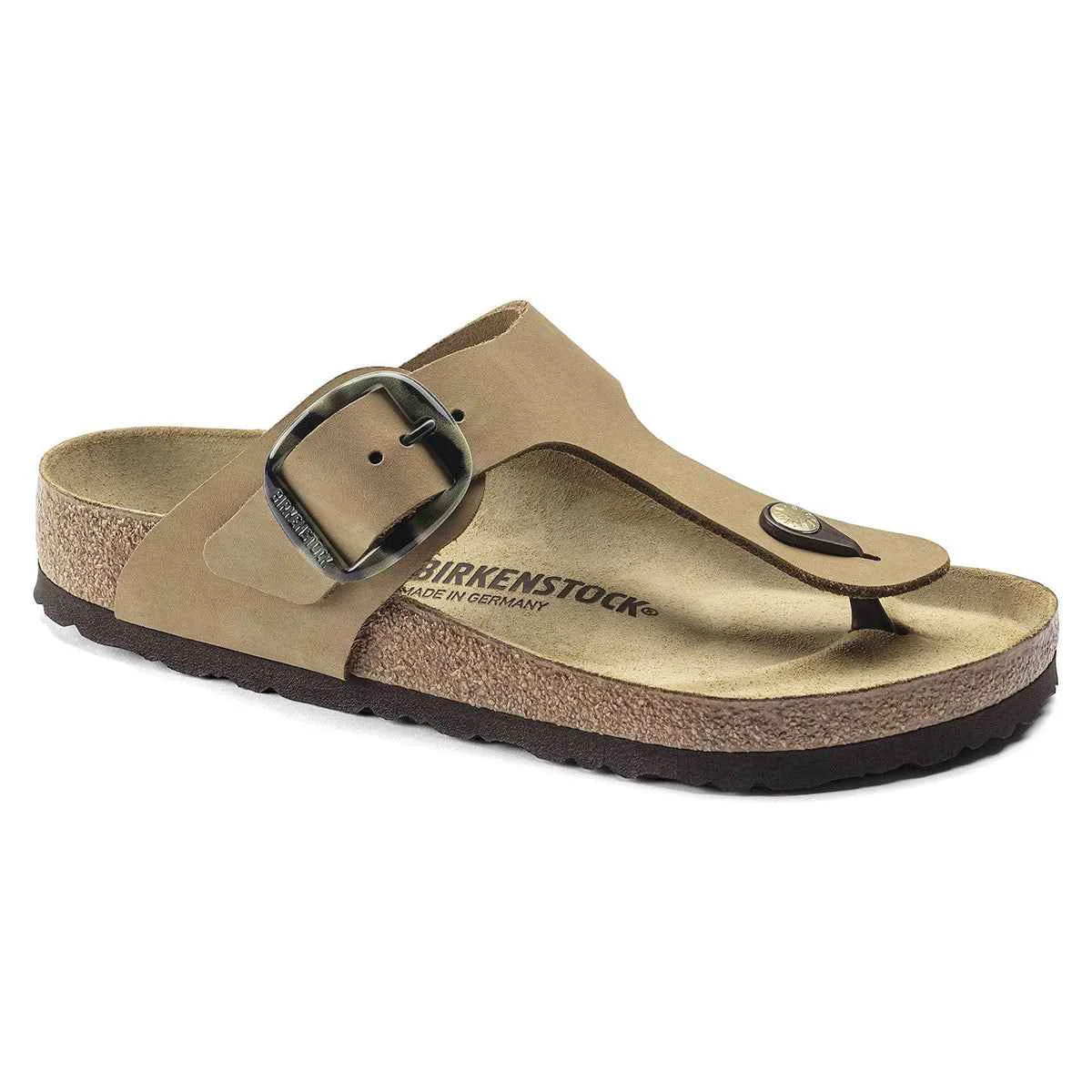 Breathable Birkenstock Gizeh Big Buckle Nubuck Leather Mud Green Sandals Practical