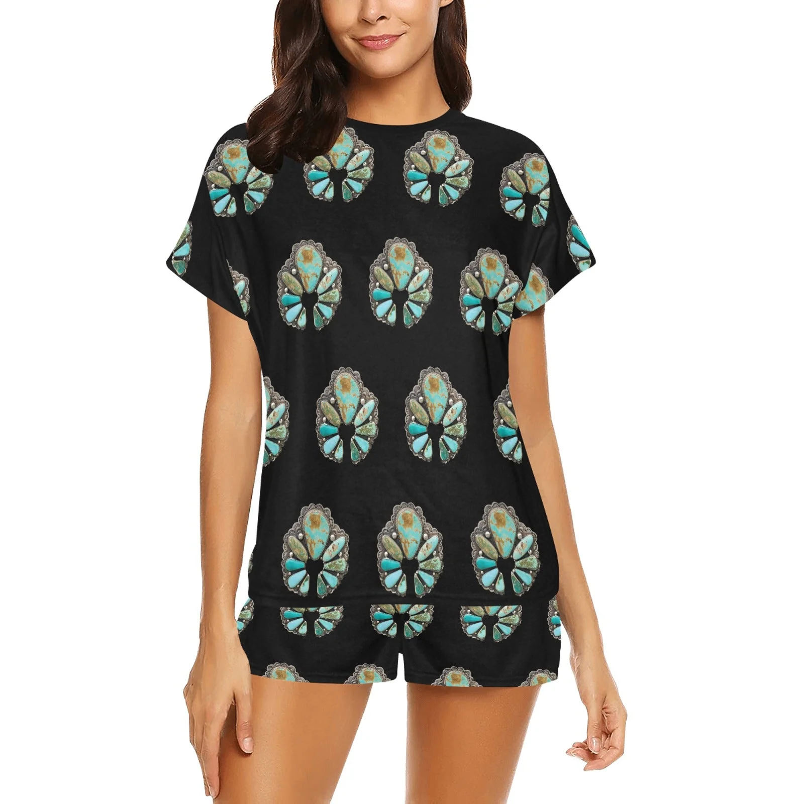 Soft Turquoise Naja Women's Pajama Short Set First-Class