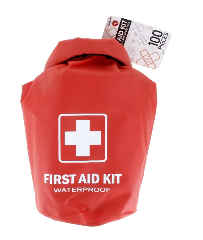 Genuine 100Pc First Aid Kit Stored in a Waterproof Red Dry Sack Advanced
