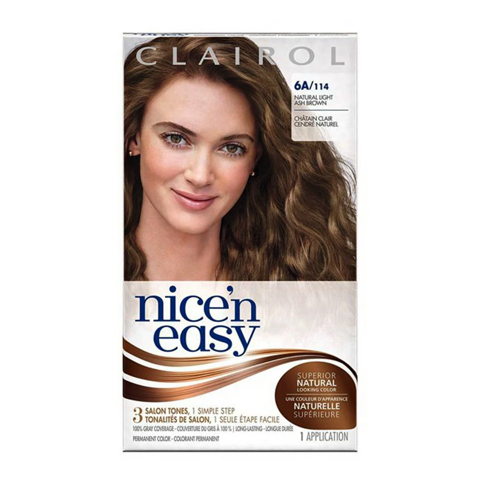 Fine Clairol Nice N Easy Natural Light Ash Brown 114 Permanent Hair Color Kit Smooth
