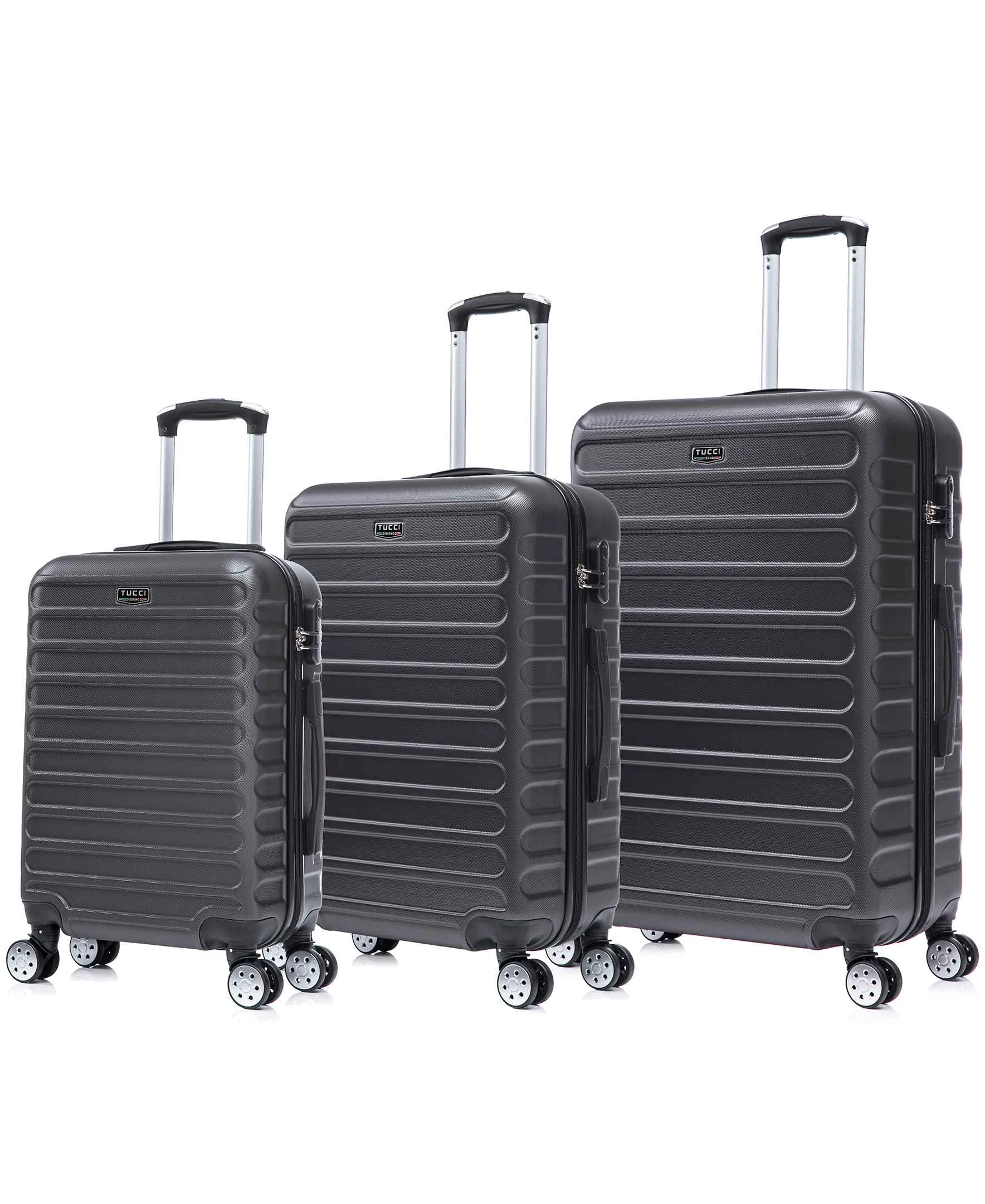Practical TUCCI Italy CARRAVIA 3PC Hardside Luggage Set 20 24 28 - Charcoal Exceptional