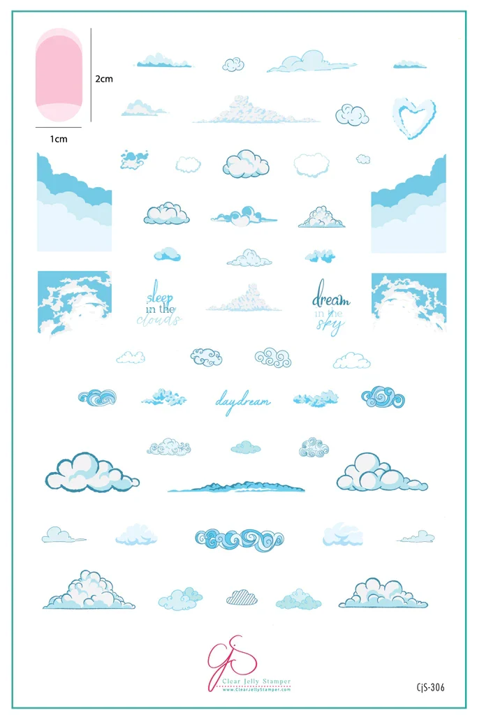 Safe Head in the Clouds CjS-306 - Clear Jelly Stamping Plate Minimalist