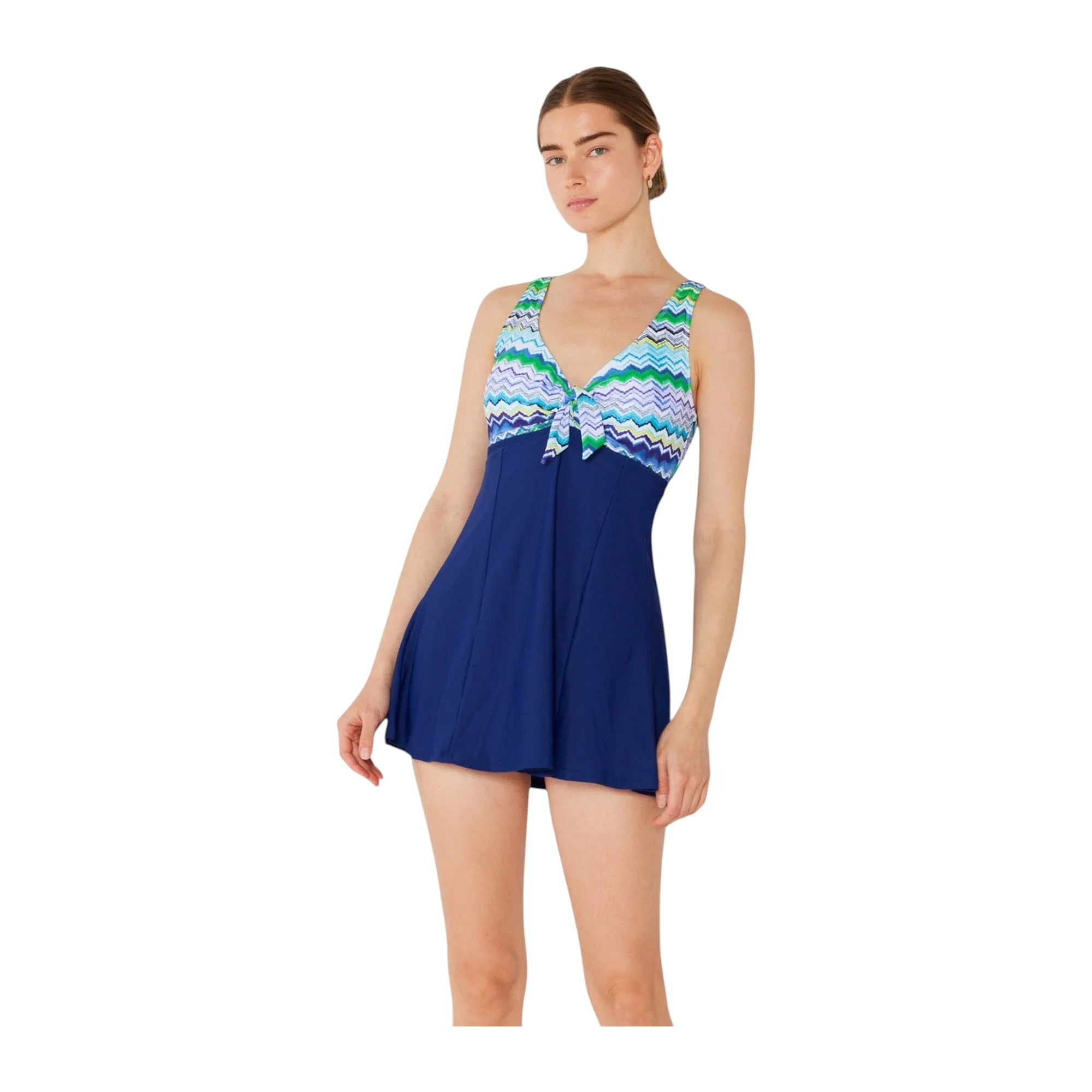 Exclusive Marina West PF838 Skirted Maillot Swimsuit Zigzag Blue Original Design