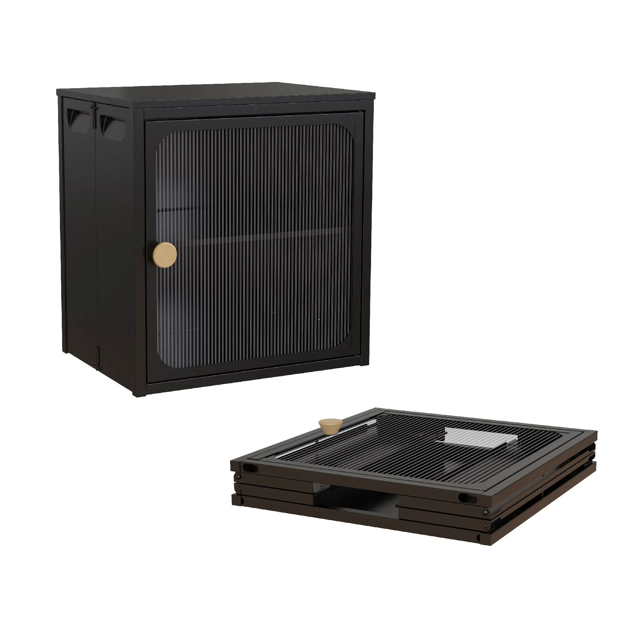 Professional 4 Supply Single Sturdy Convenient Foldable Cabinet Durable Steel-Wood Combo With Anti-Slip Design Quick Fold Install Easy To Diy Storage Container With Door Stylish