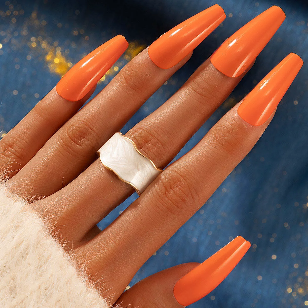 Certified Enamel Goldtone Marbled Abstract Open Band Pure