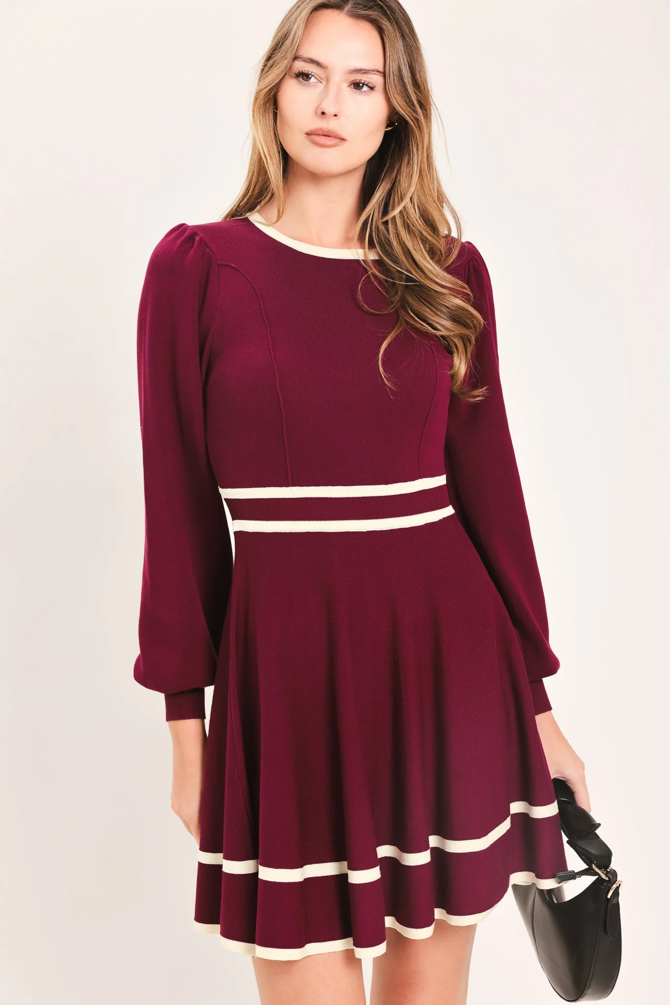 Clean Merlot Ivory Moment Sweater Mini Dress Minimalist
