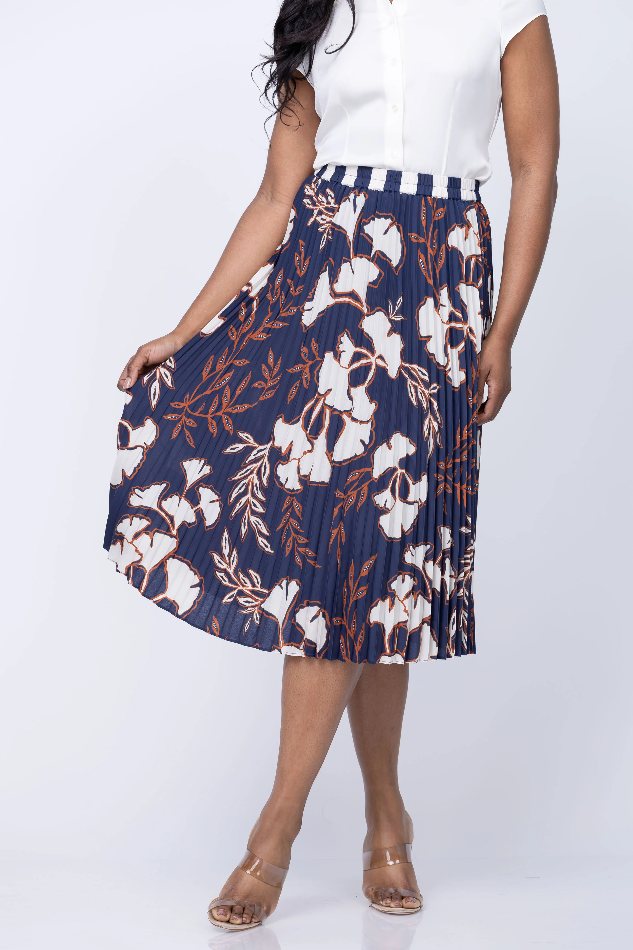 Fashionable Caballero Collection Mia Ginko Block Print Skirt in Ginko Block Print Refined