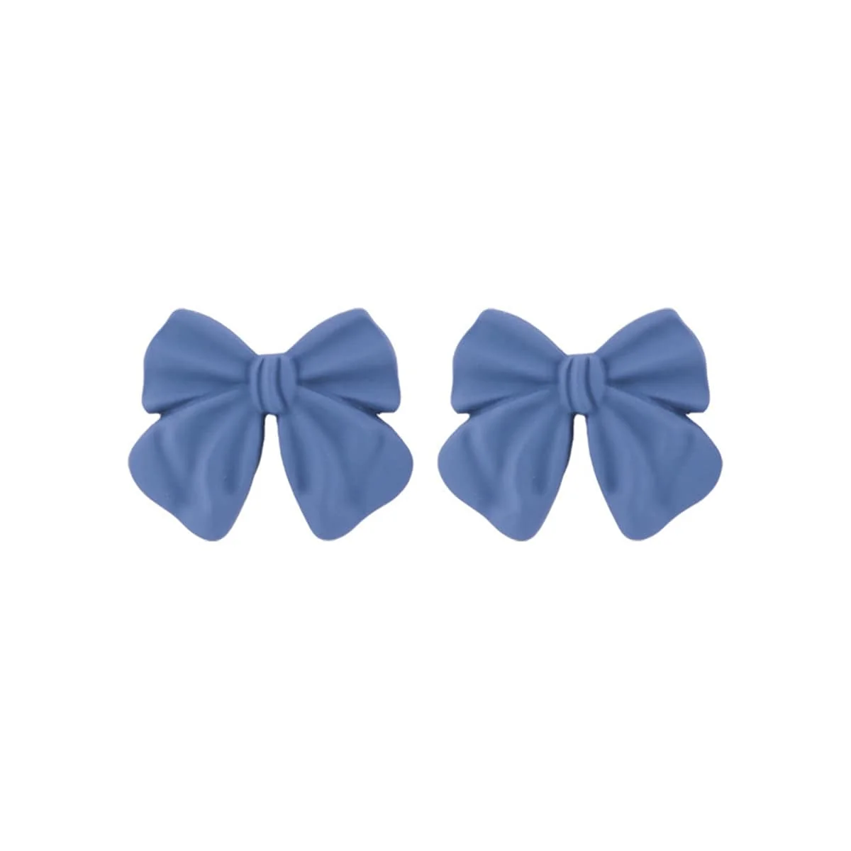 Breathable Blue Enamel Silvertone Bow Stud Earrings Top-Quality