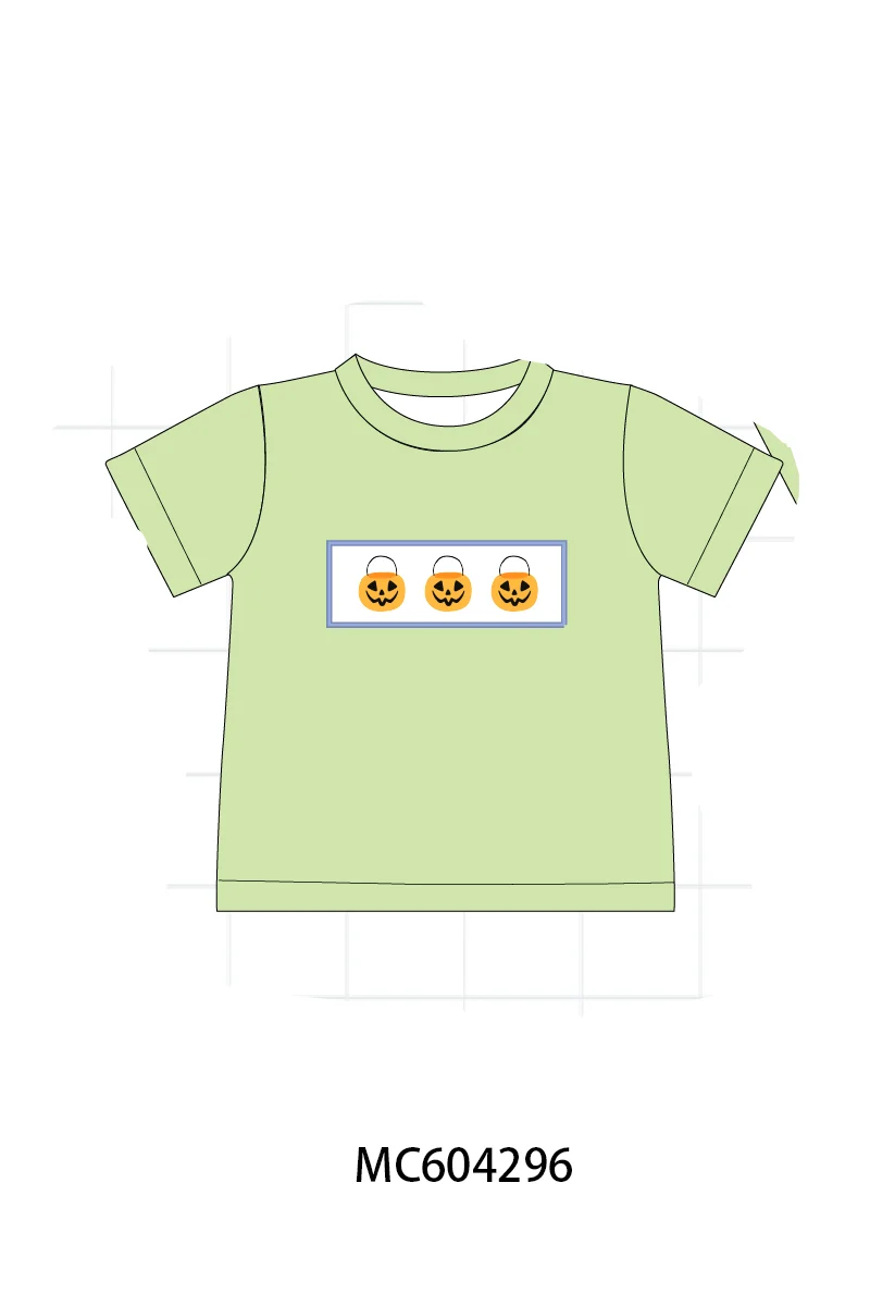 Exceptional Green Jack-O-Lantern Embroidery Top Refined