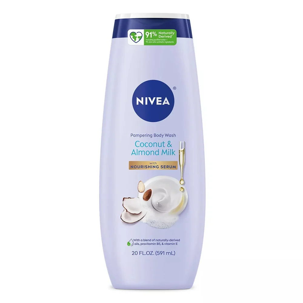 Artisan Nivea Pampering Coconut and Almond Milk Body Wash for Women with Nourishing Serum Enriched with Provitamin B5 and Vitamin E 20Oz 591ml Trendy