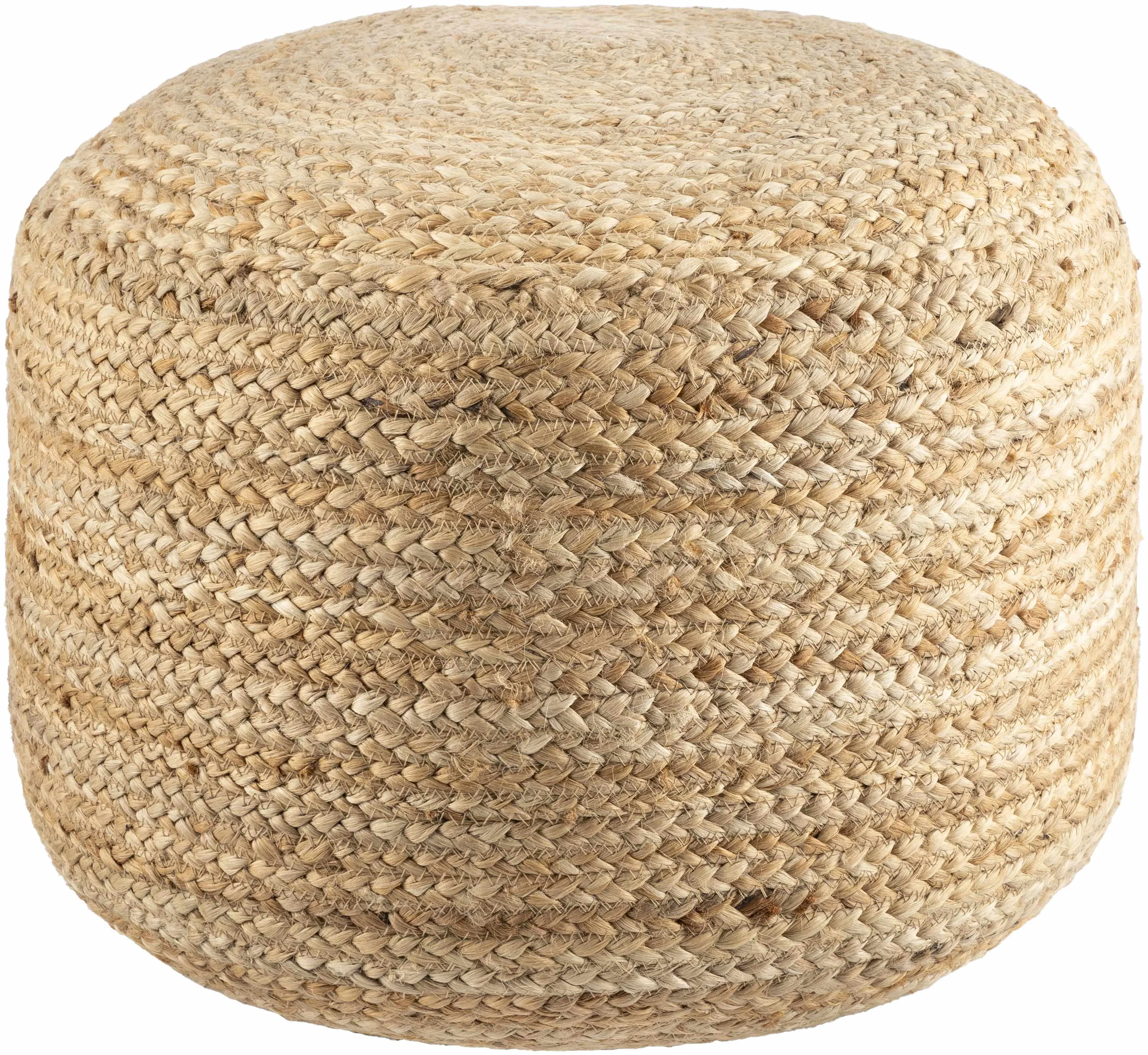 Exclusive Lavertezzo Brick Red Knitted Beige Cotton Pouf Comfortable