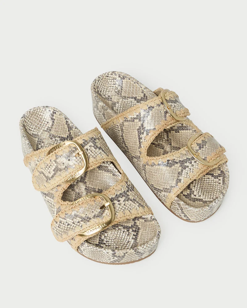 Fine Crafted Loeffler Randall Nico Two Band Sandals in Snake Natural World-Class