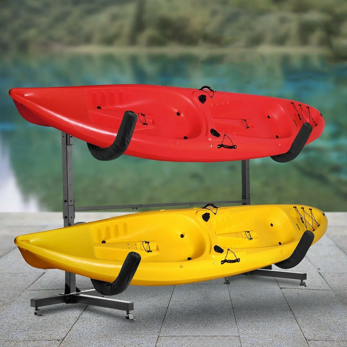 Flexible Heavy Duty standing Outdoor Kayak Holder Storage Rack Stand Refined