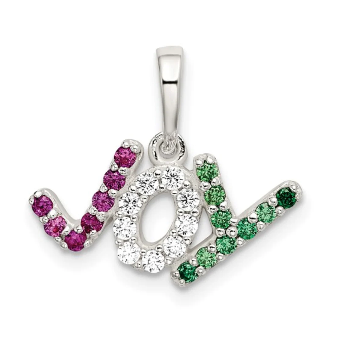 Advanced Sterling Silver White and Green CZ Joy Pendant Specialty