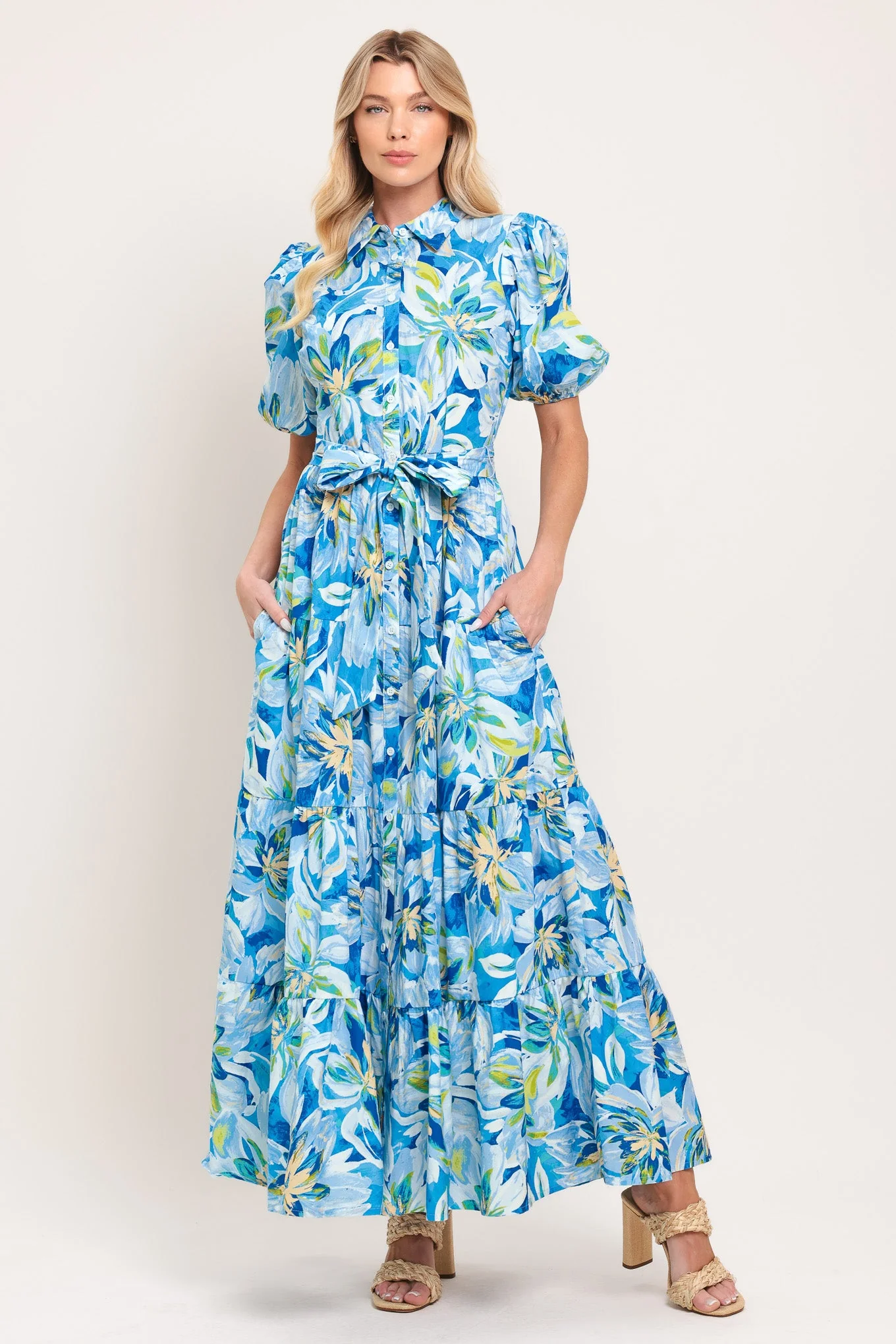 Breathable Ocean Garden Woven Midi Dress Certified