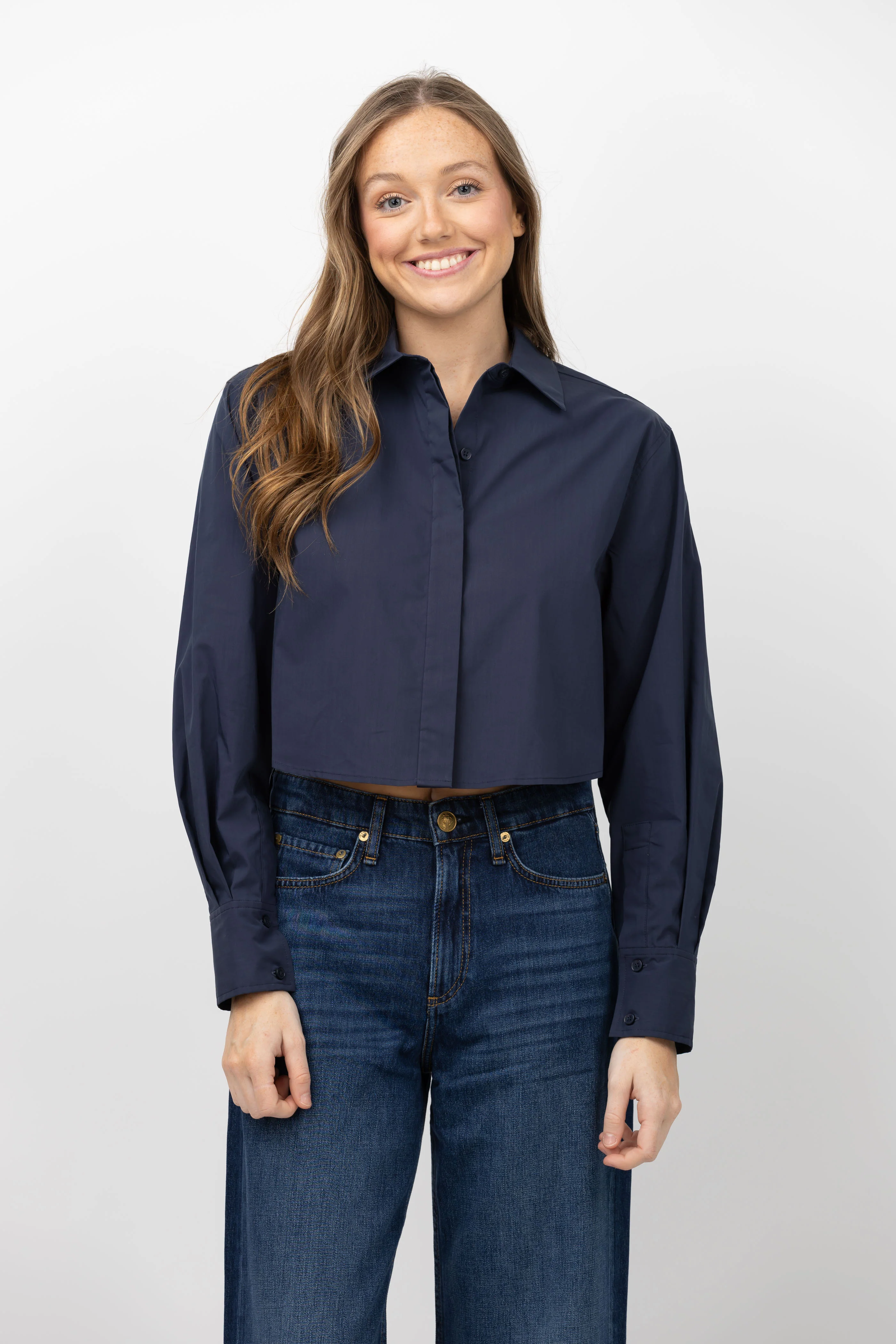 World-Class Simkhai Renata Cropped Shirt in Midnight Trendy