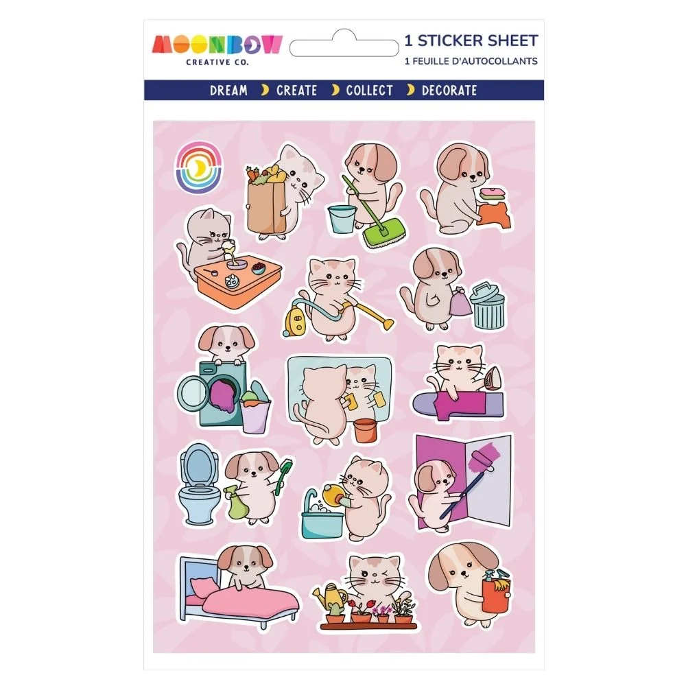 Functional Cleaning Cats Dogs Glossy Stickers Fine