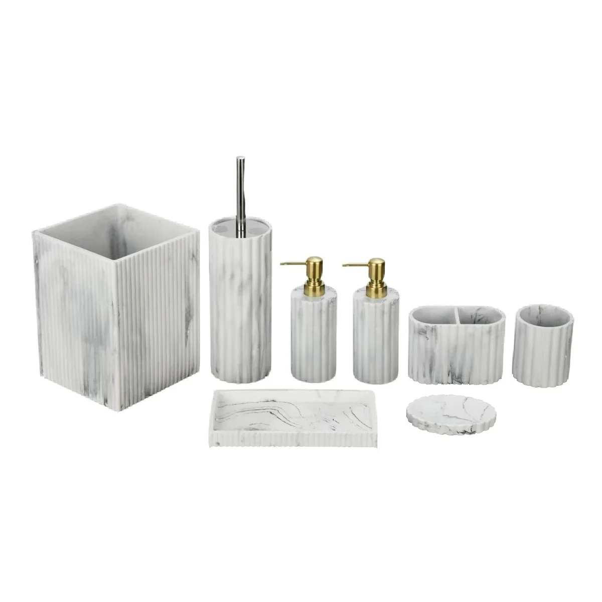 Top-Quality 8-Piece Resin Bathroom Accessories Set High-End