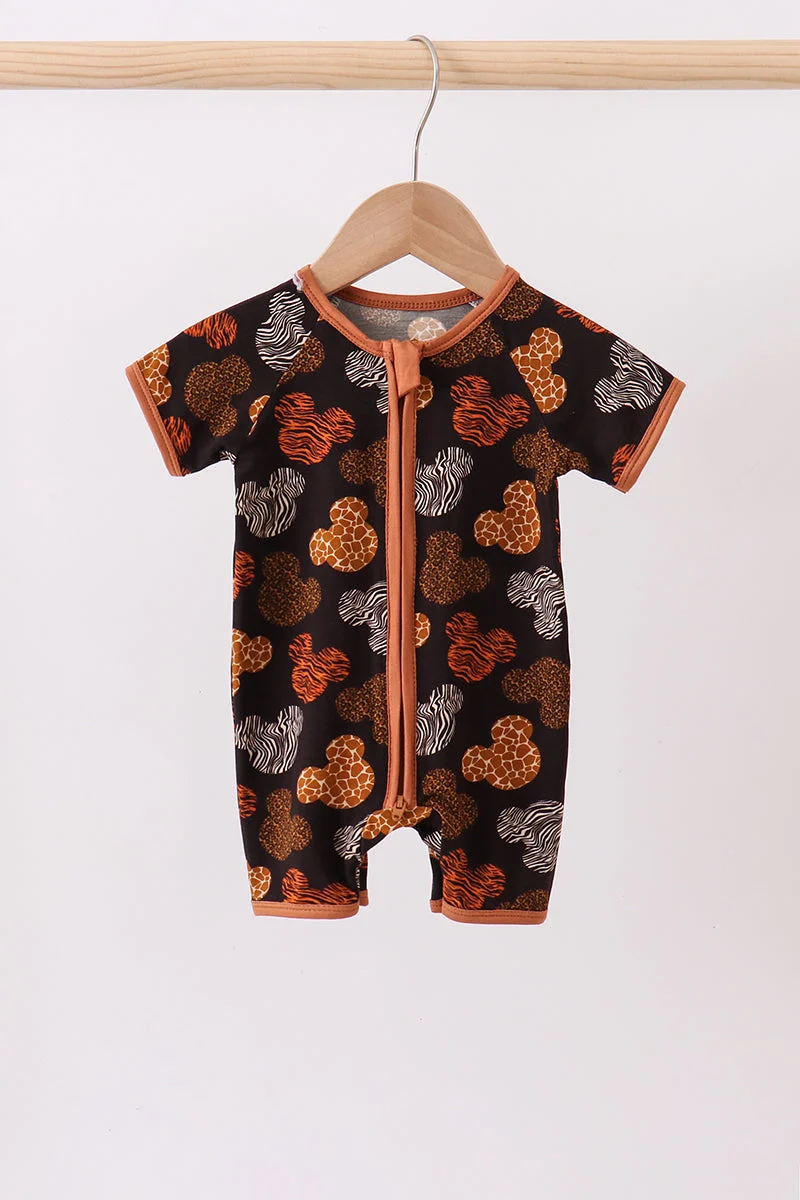 Convenient Brown character bamboo romper Crafted