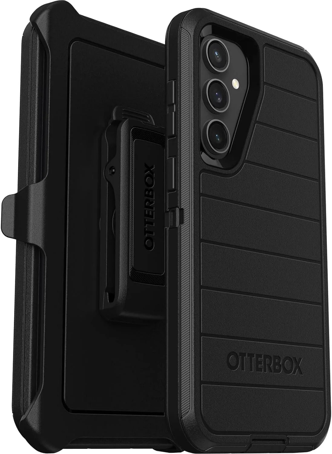 Reusable Otterbox Defender Series Case for Samsung Galaxy S23 Fe Only - Holster Clip Included - Microbial Defense Protection - Non-Retail Packaging - Black Original Design