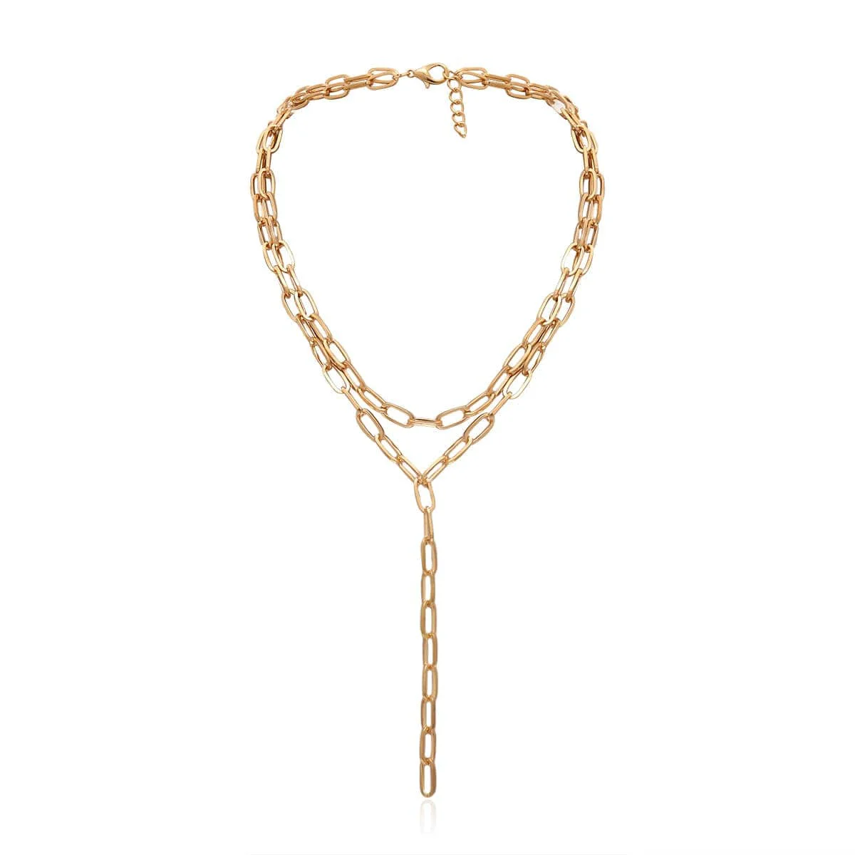 World-Class Goldtone Chain Layered Lariat Necklace Versatile
