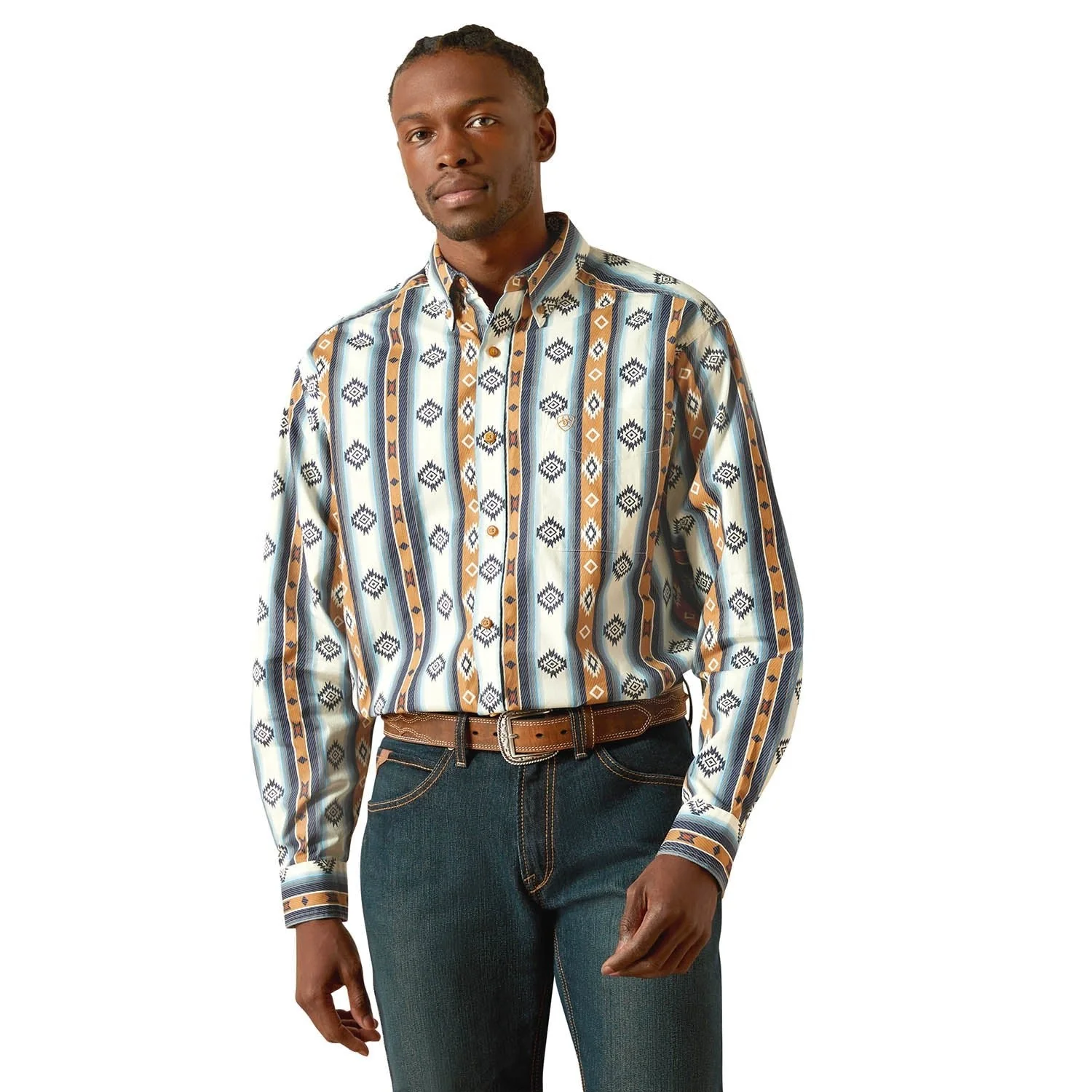 Crafted Ariat Mens Shilo Classic Fit Long Sleeve Shirt Natural