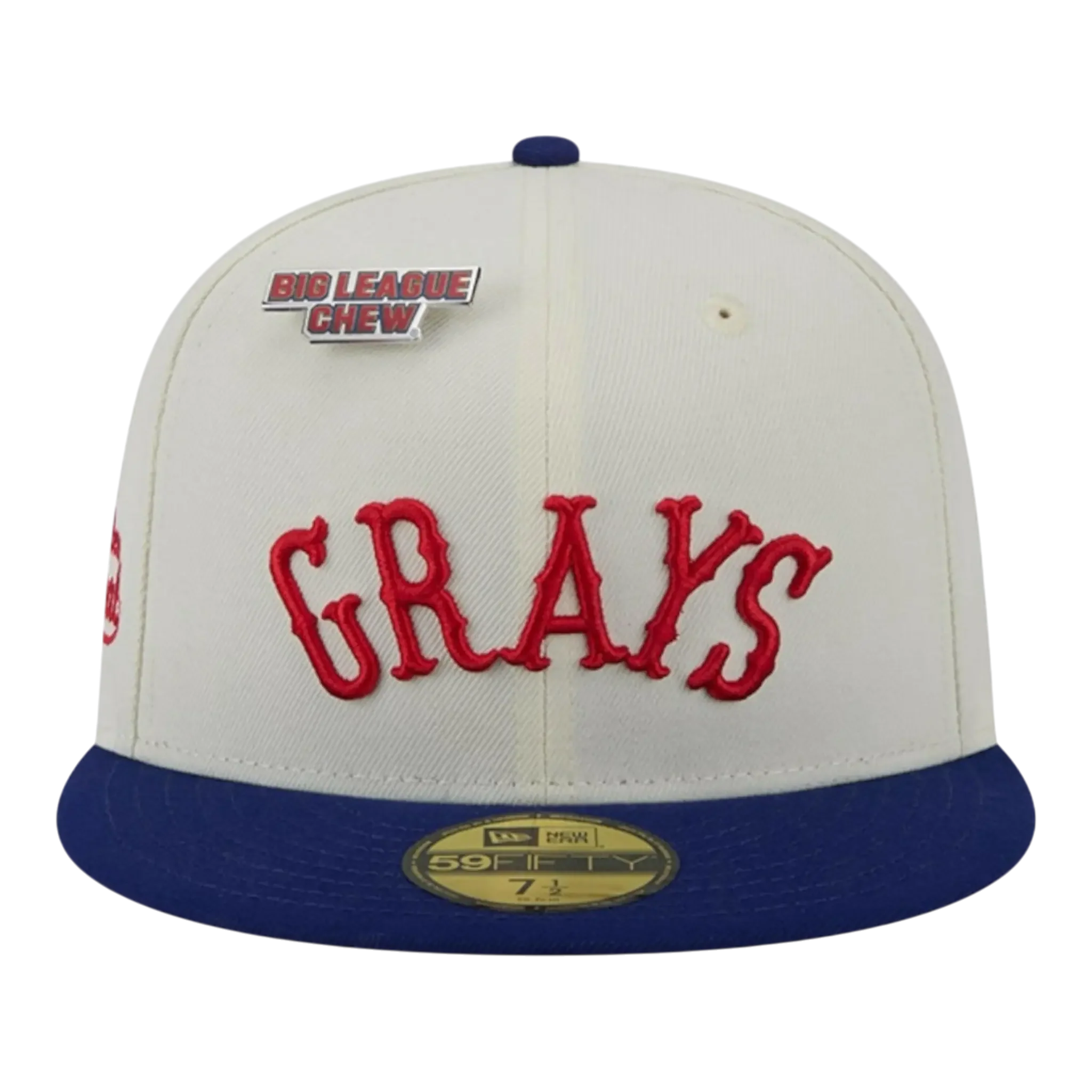 Convenient New Era x Big League Chew Men Homestead Grays Negro League 59FIFTY Fitted Hat Chalk White Navy Organic