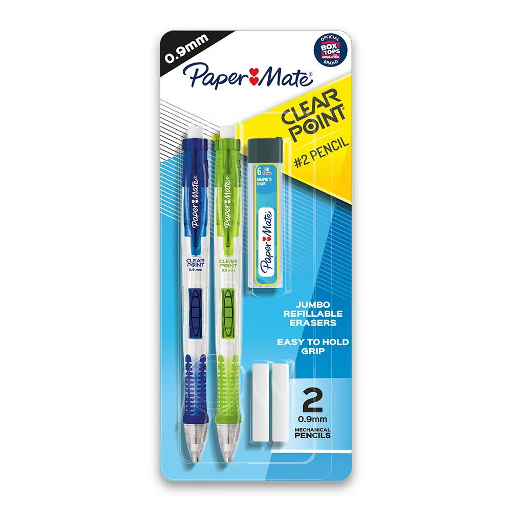 Refined Paper Mate Clearpoint Mechanical Pencils Jumbo Refillable and Eraser 2 Pencil 0.9mm 2 Ea Environmentally Friendly