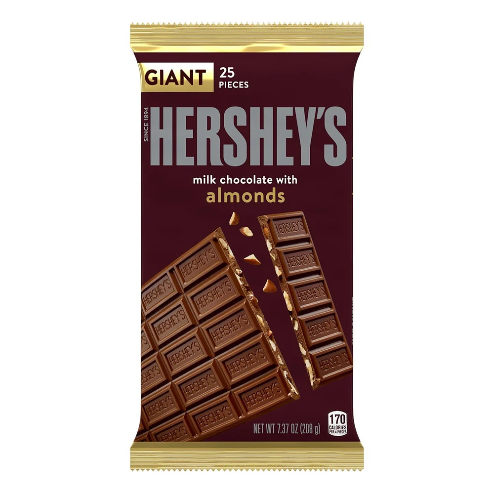 Efficient Hersheys Milk Chocolate with Almonds Giant Candy Bar for Sharing Gifting and Baking 7.37Oz 208g Durable