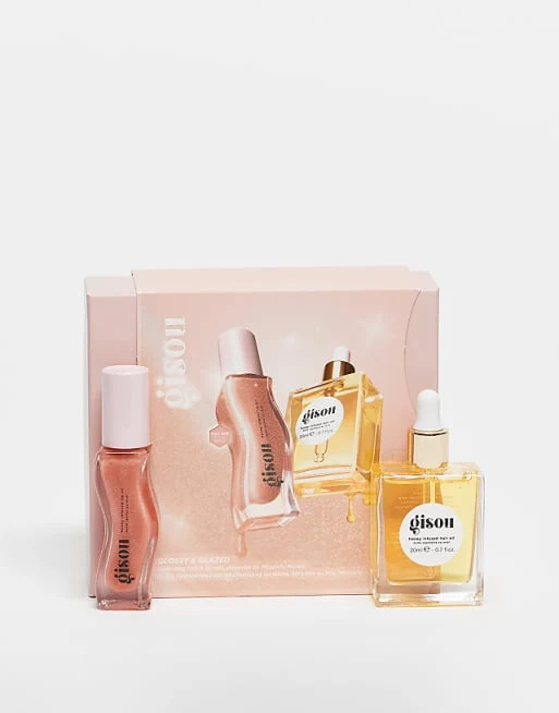 Genuine Gisou Glossy Glazed Hair Lip Oil Gift Set Advanced