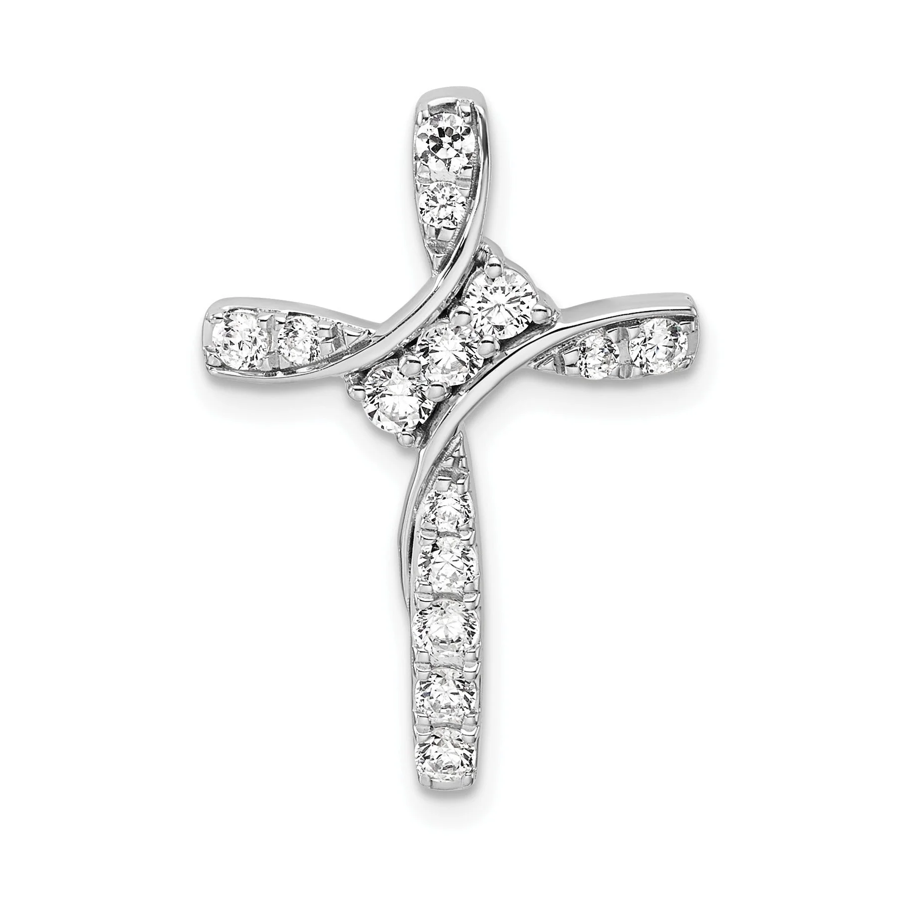 Effective 14k White Gold 1 2 carat Lab Grown Diamond Cross Chain Slide Pendant Natural