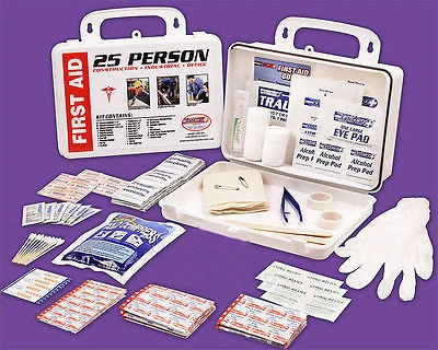 World-Class 25 Person Wall Mount Emergency First Aid Safety Kit Clean